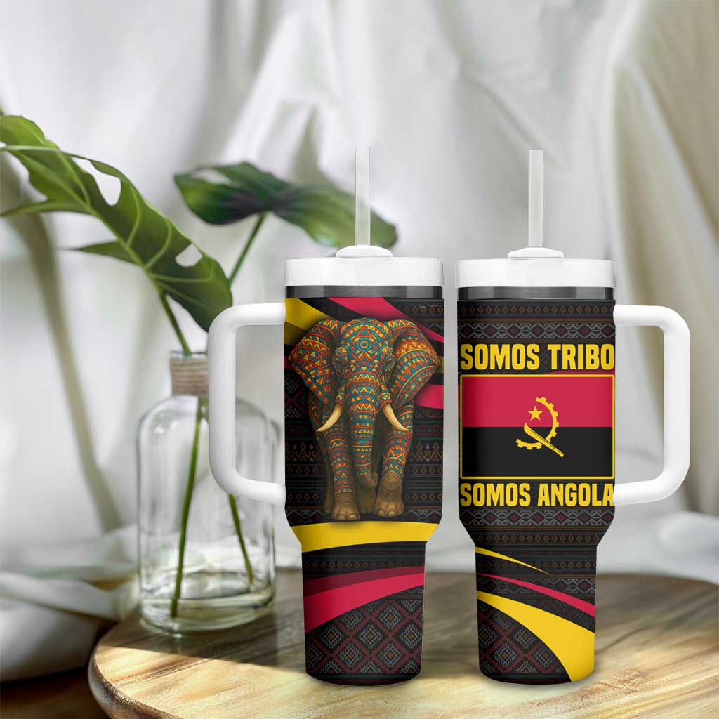 Angola Tumbler With Handle Red Black Yellow Tribal and Elephant TS04