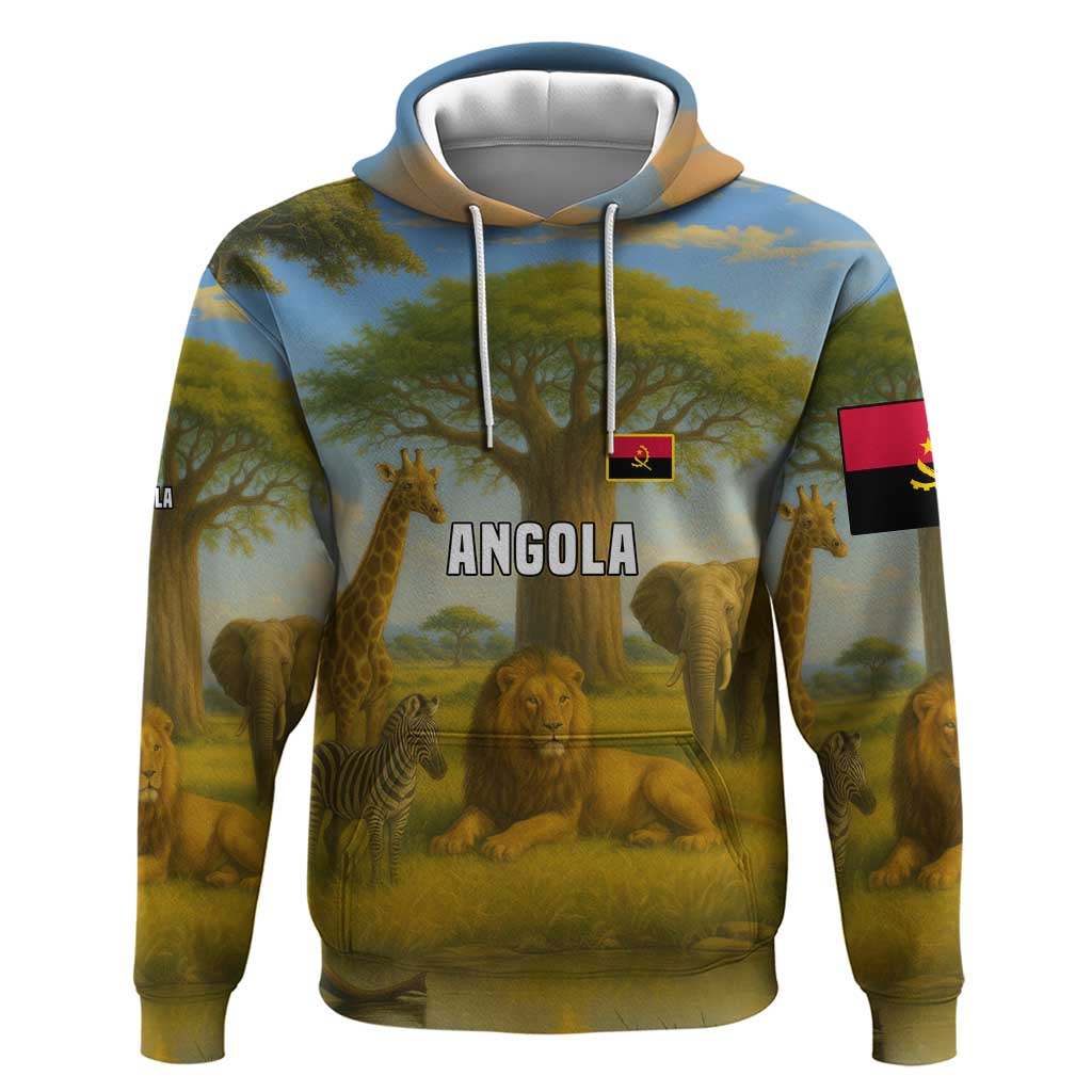 Angola Hoodie with Savannah Wildlife Design and African Animal TS04