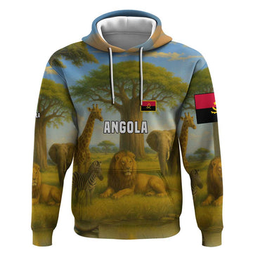Angola Hoodie with Savannah Wildlife Design and African Animal TS04