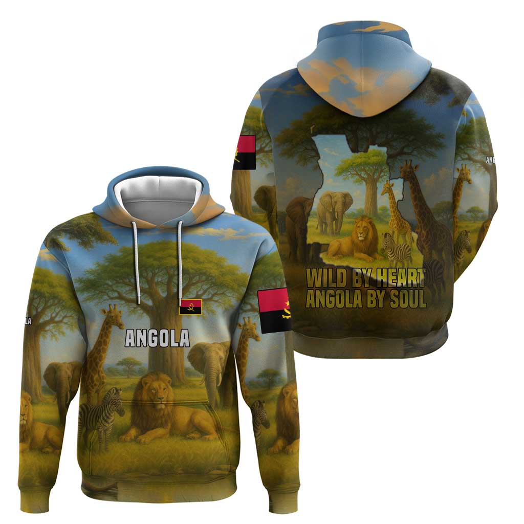 Angola Hoodie with Savannah Wildlife Design and African Animal TS04