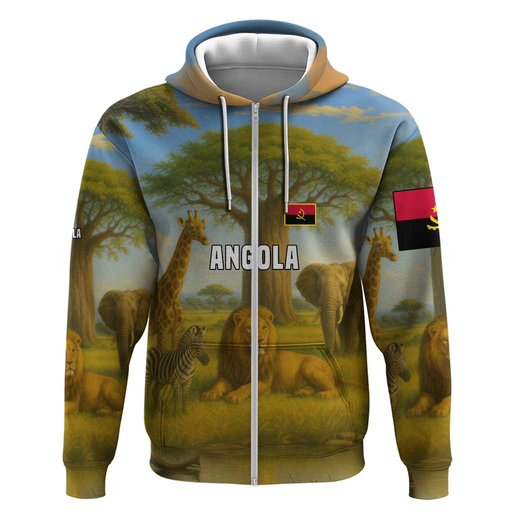 Angola Hoodie with Savannah Wildlife Design and African Animal TS04