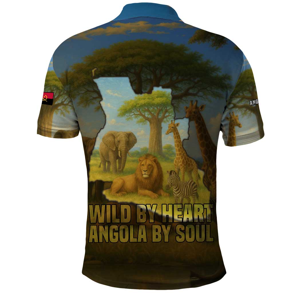 Angola Polo Shirt with Savannah Wildlife Design and African Animal TS04