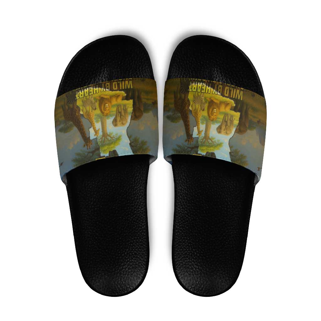 Angola Slide Sandals with Savannah Wildlife Design and African Animal TS04