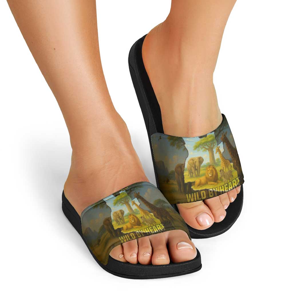 Angola Slide Sandals with Savannah Wildlife Design and African Animal TS04