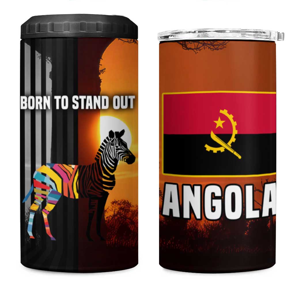 Angola 4 in 1 Can Cooler Tumbler Sunset Zebra Design and African Nature TS04