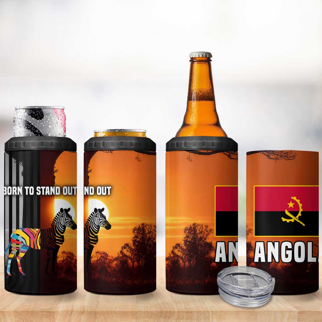 Angola 4 in 1 Can Cooler Tumbler Sunset Zebra Design and African Nature TS04