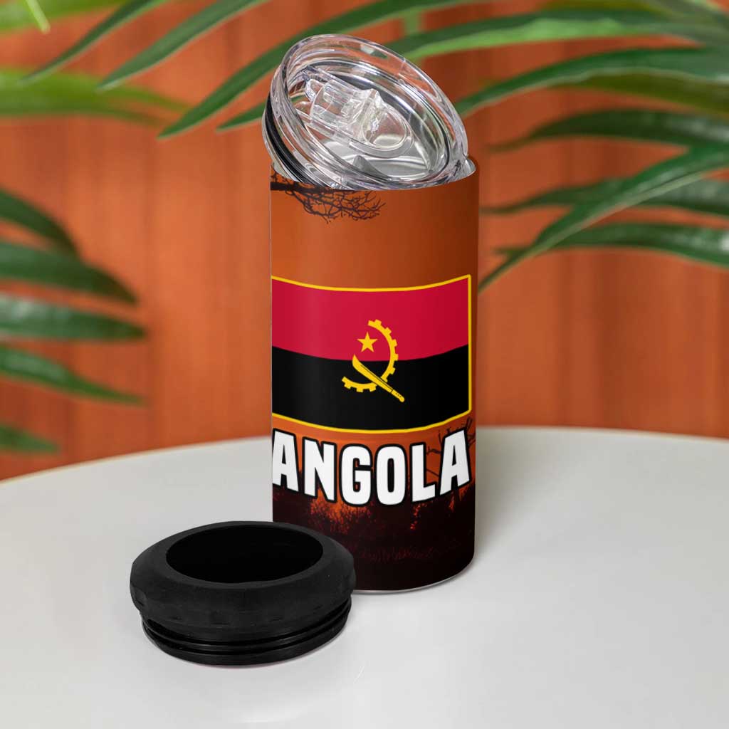 Angola 4 in 1 Can Cooler Tumbler Sunset Zebra Design and African Nature TS04