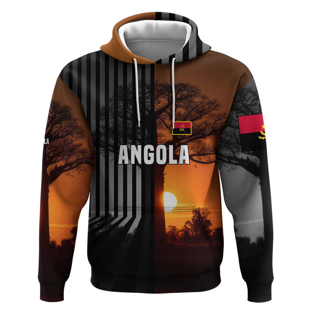 Angola Hoodie with Sunset Zebra Design and African Nature TS04