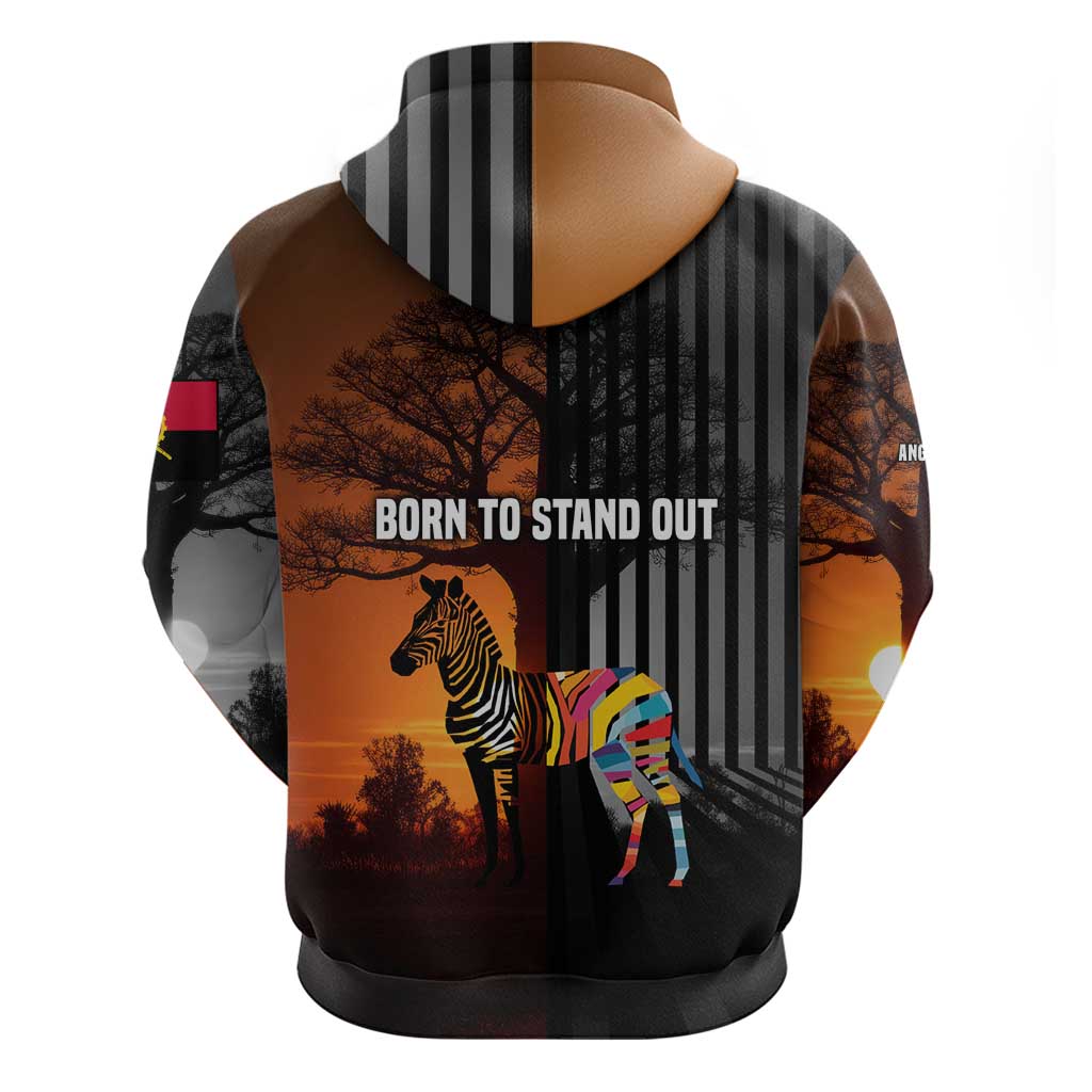 Angola Hoodie with Sunset Zebra Design and African Nature TS04