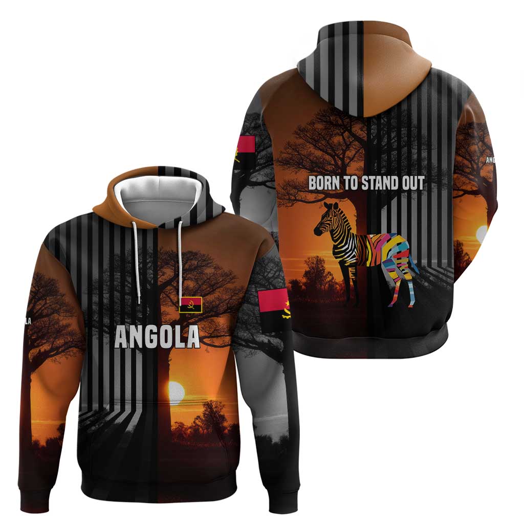 Angola Hoodie with Sunset Zebra Design and African Nature TS04