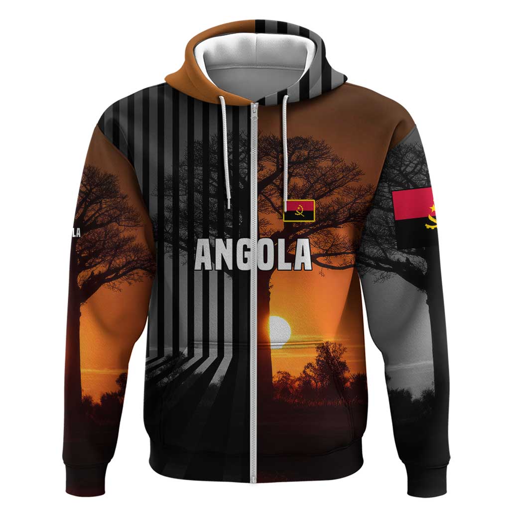 Angola Hoodie with Sunset Zebra Design and African Nature TS04