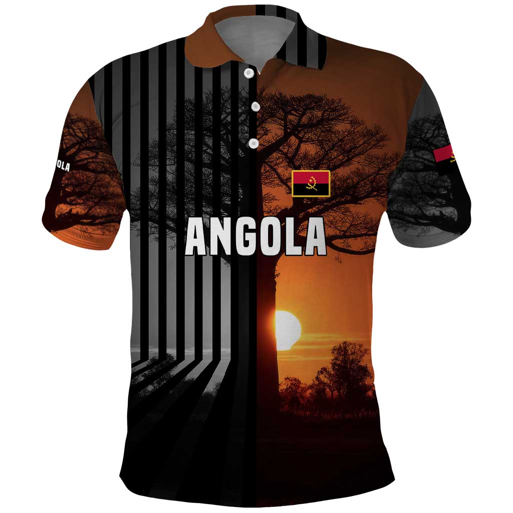 Angola Polo Shirt with Sunset Zebra Design and African Nature TS04