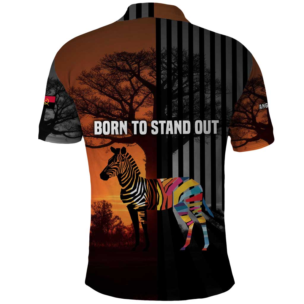 Angola Polo Shirt with Sunset Zebra Design and African Nature TS04