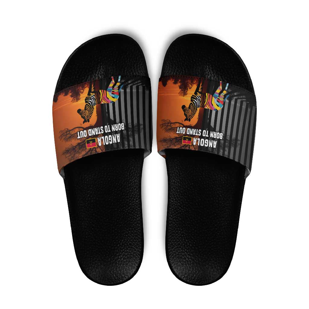 Angola Slide Sandals with Sunset Zebra Design and African Nature TS04
