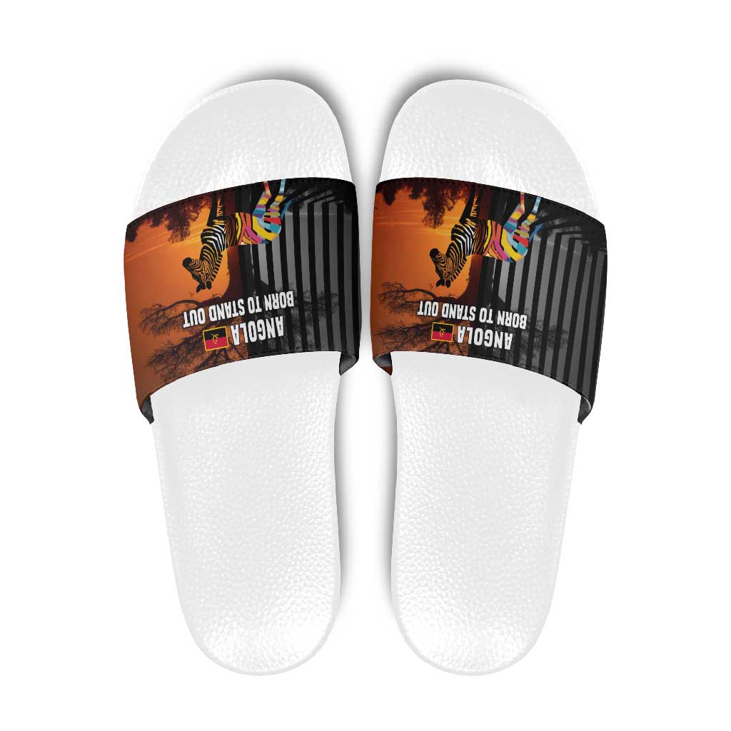 Angola Slide Sandals with Sunset Zebra Design and African Nature TS04