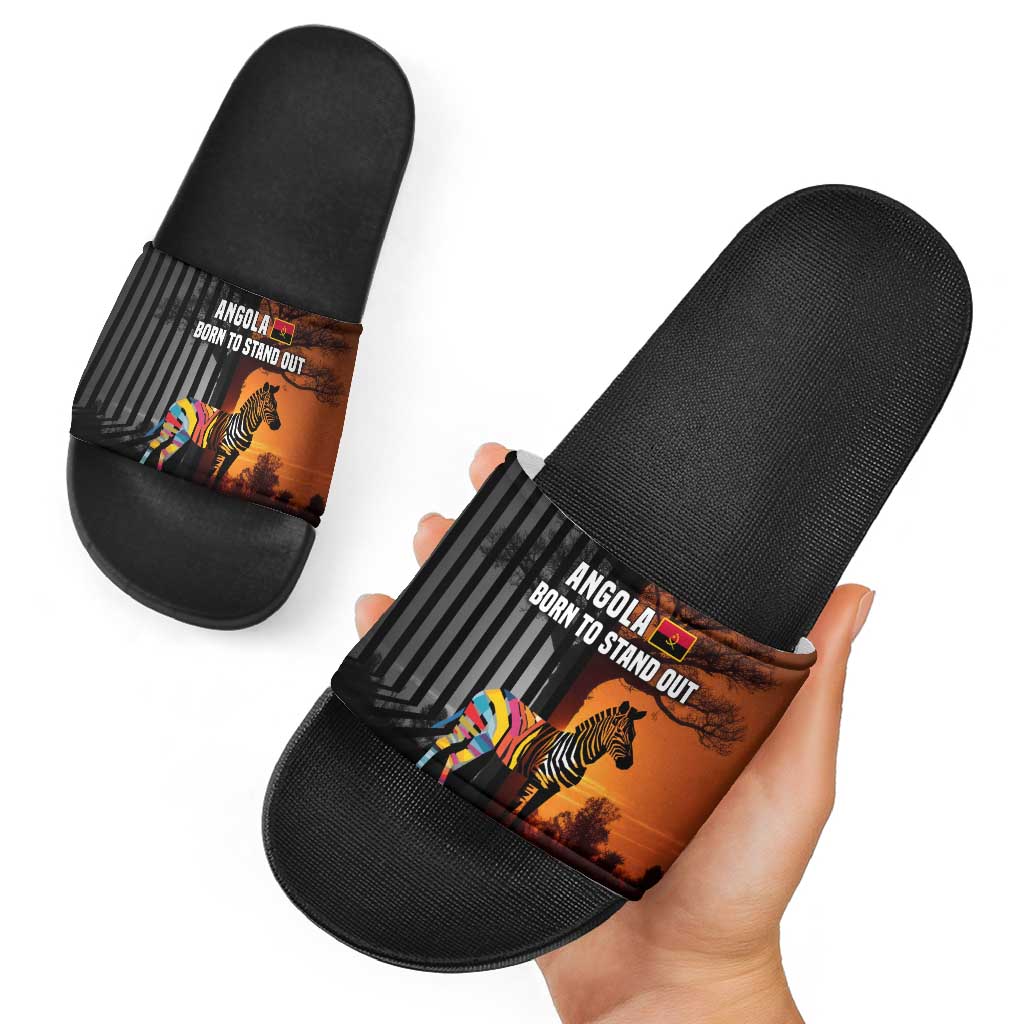 Angola Slide Sandals with Sunset Zebra Design and African Nature TS04