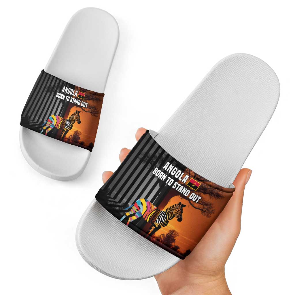 Angola Slide Sandals with Sunset Zebra Design and African Nature TS04