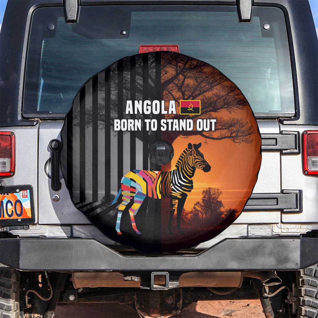 Angola Spare Tire Cover with Sunset Zebra Design and African Nature TS04