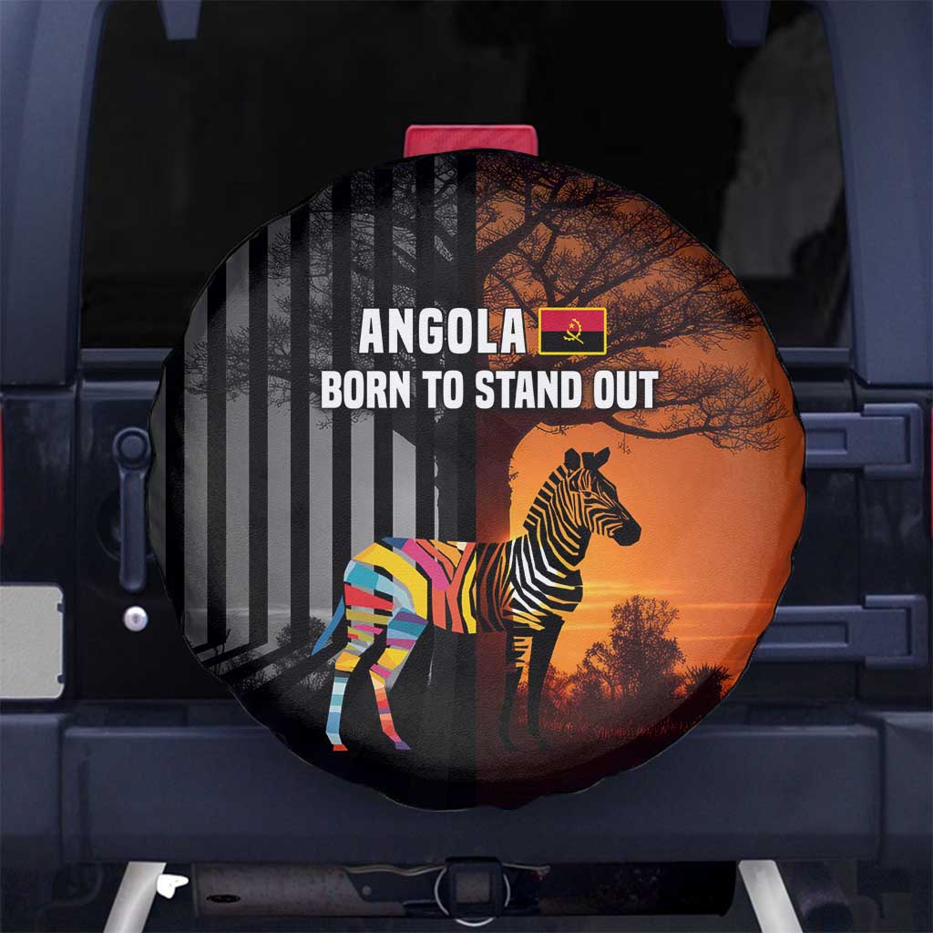 Angola Spare Tire Cover with Sunset Zebra Design and African Nature TS04