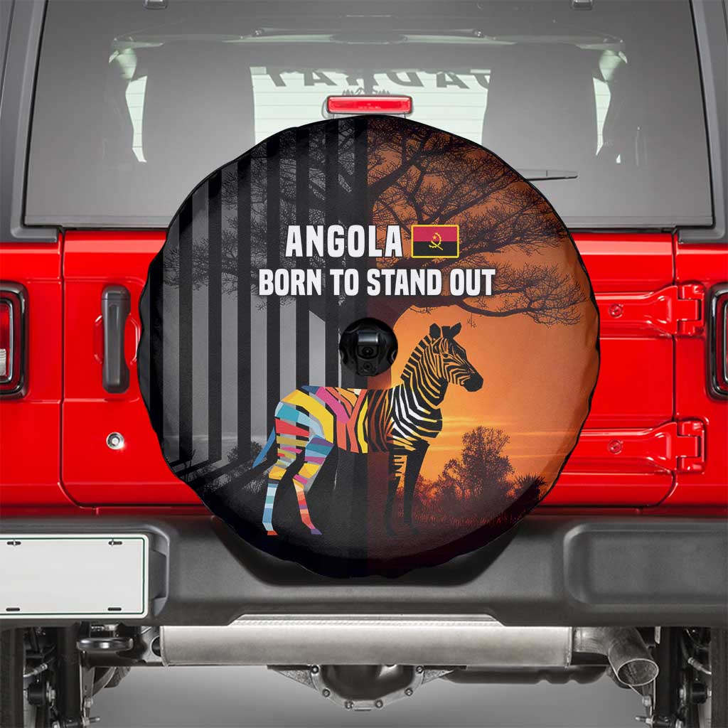 Angola Spare Tire Cover with Sunset Zebra Design and African Nature TS04