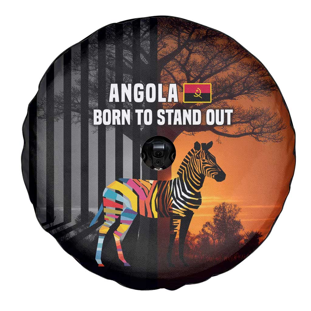 Angola Spare Tire Cover with Sunset Zebra Design and African Nature TS04