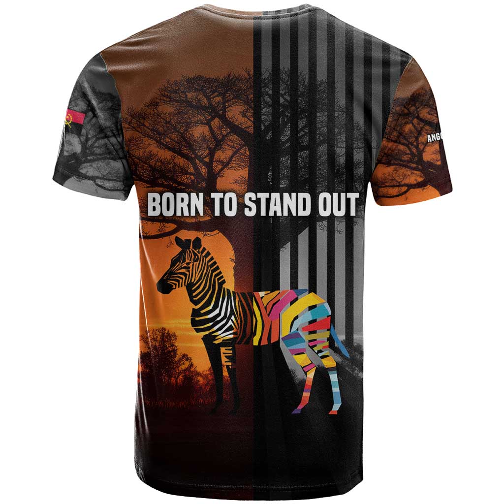 Angola T shirt Sunset Zebra Design and African Nature TS04