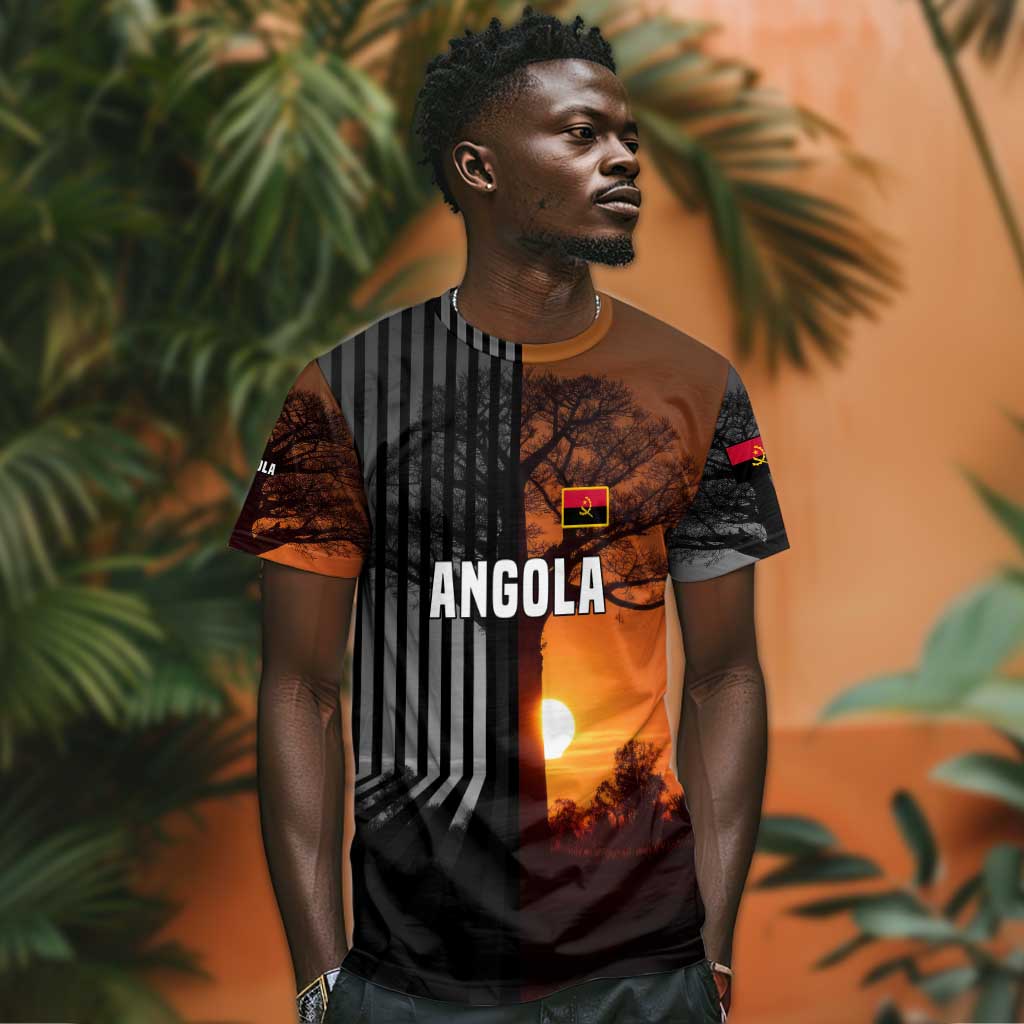 Angola T shirt Sunset Zebra Design and African Nature TS04