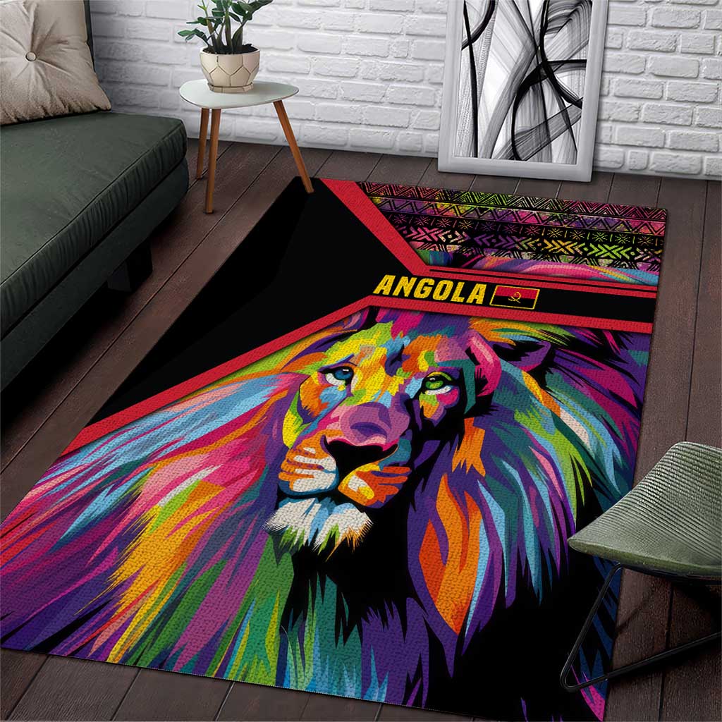 Angola Area Rug Multicolor Tribal Design and Vibrant Lion TS04