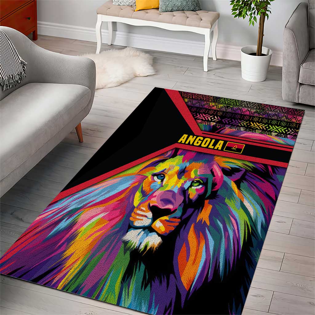 Angola Area Rug Multicolor Tribal Design and Vibrant Lion TS04