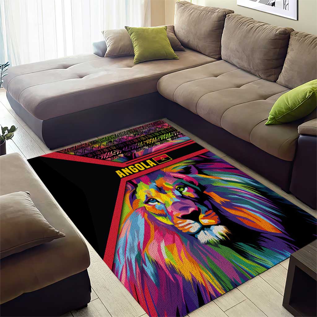 Angola Area Rug Multicolor Tribal Design and Vibrant Lion TS04