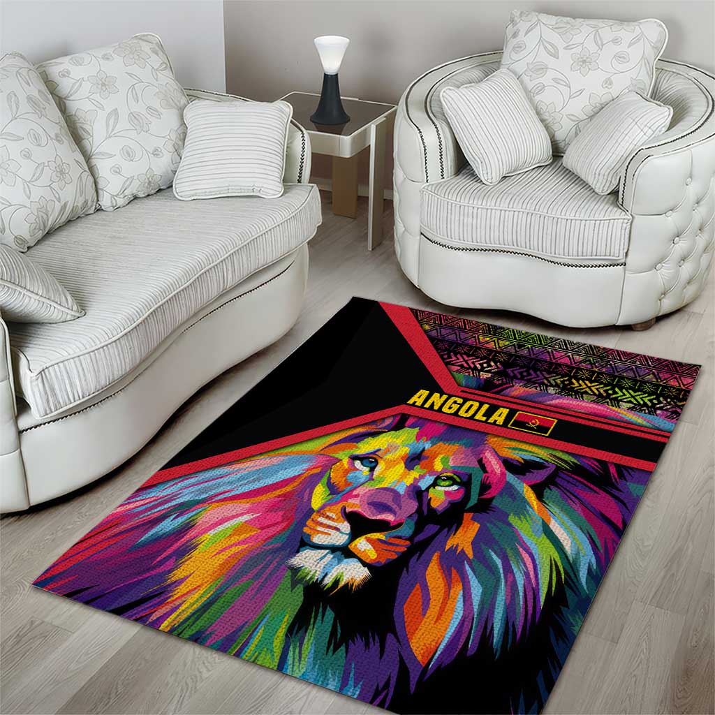 Angola Area Rug Multicolor Tribal Design and Vibrant Lion TS04