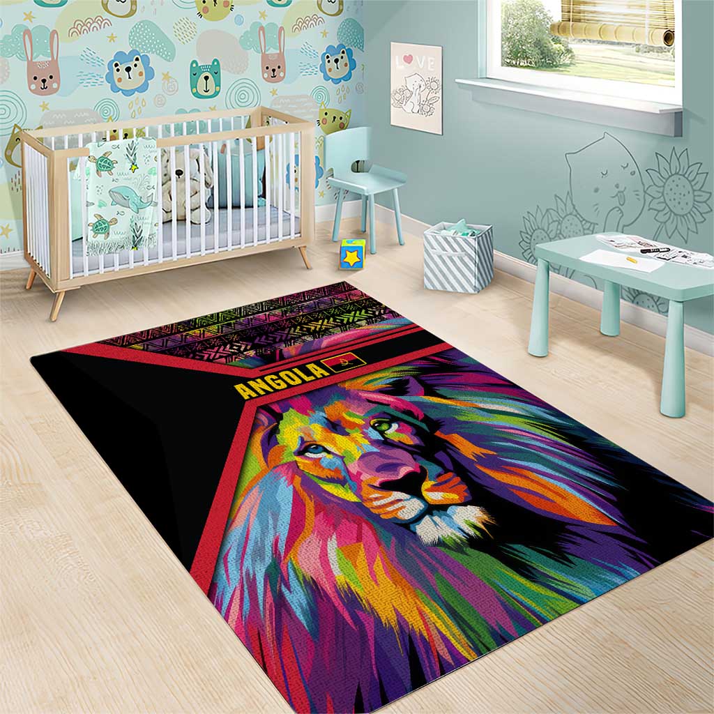 Angola Area Rug Multicolor Tribal Design and Vibrant Lion TS04