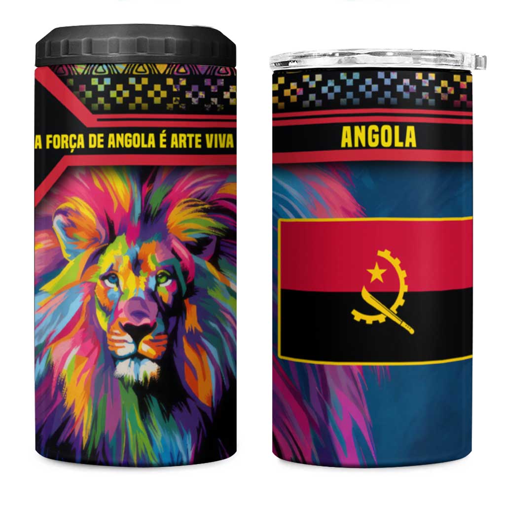 Angola 4 in 1 Can Cooler Tumbler Multicolor Tribal Design and Vibrant Lion TS04