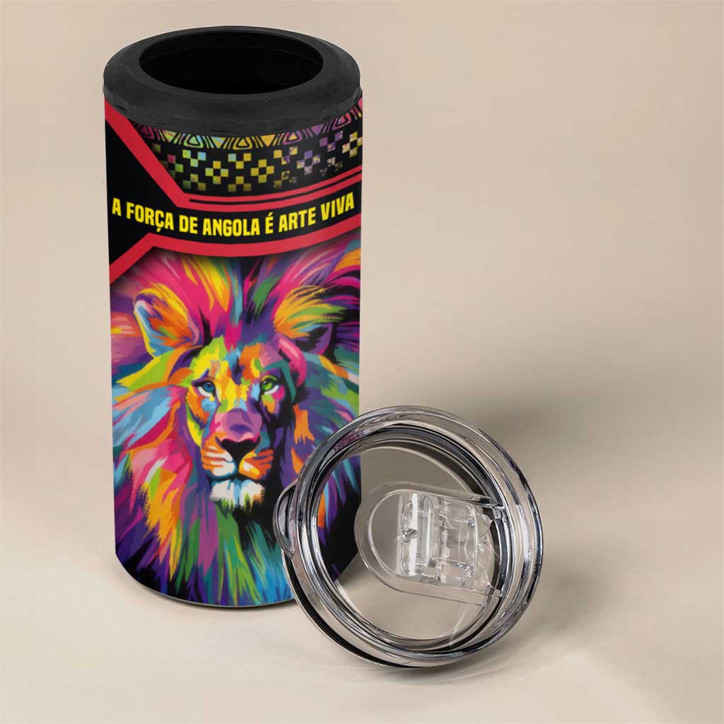 Angola 4 in 1 Can Cooler Tumbler Multicolor Tribal Design and Vibrant Lion TS04