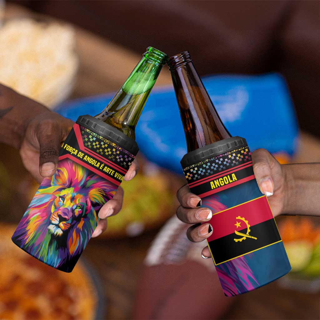 Angola 4 in 1 Can Cooler Tumbler Multicolor Tribal Design and Vibrant Lion TS04