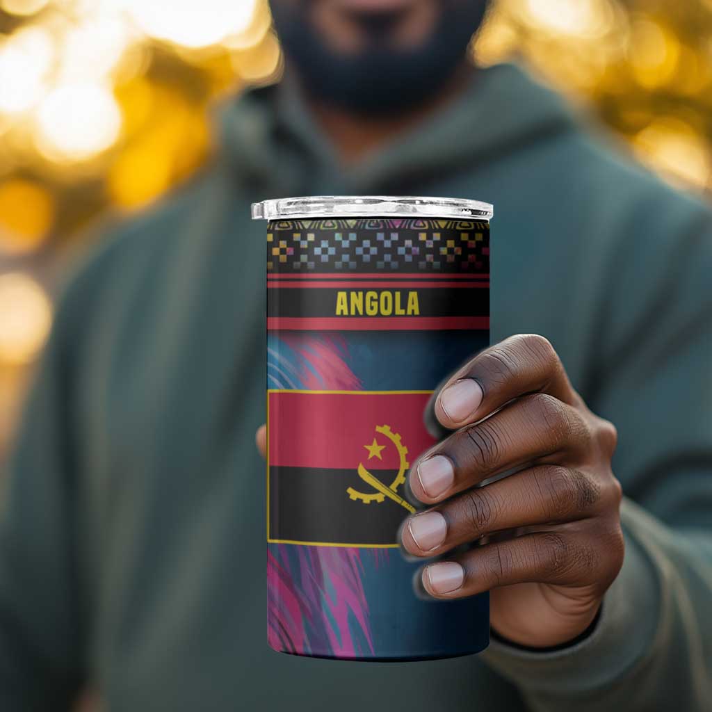 Angola 4 in 1 Can Cooler Tumbler Multicolor Tribal Design and Vibrant Lion TS04