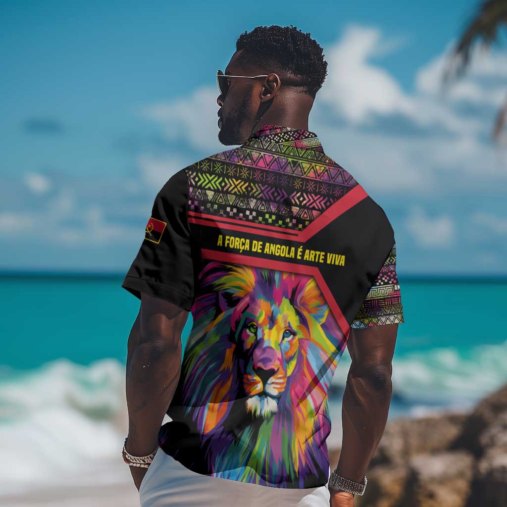 Angola Hawaiian Shirt Multicolor Tribal Design and Vibrant Lion TS04