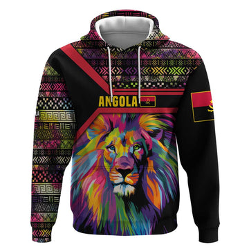 Angola Hoodie with Multicolor Tribal Design and Vibrant Lion TS04