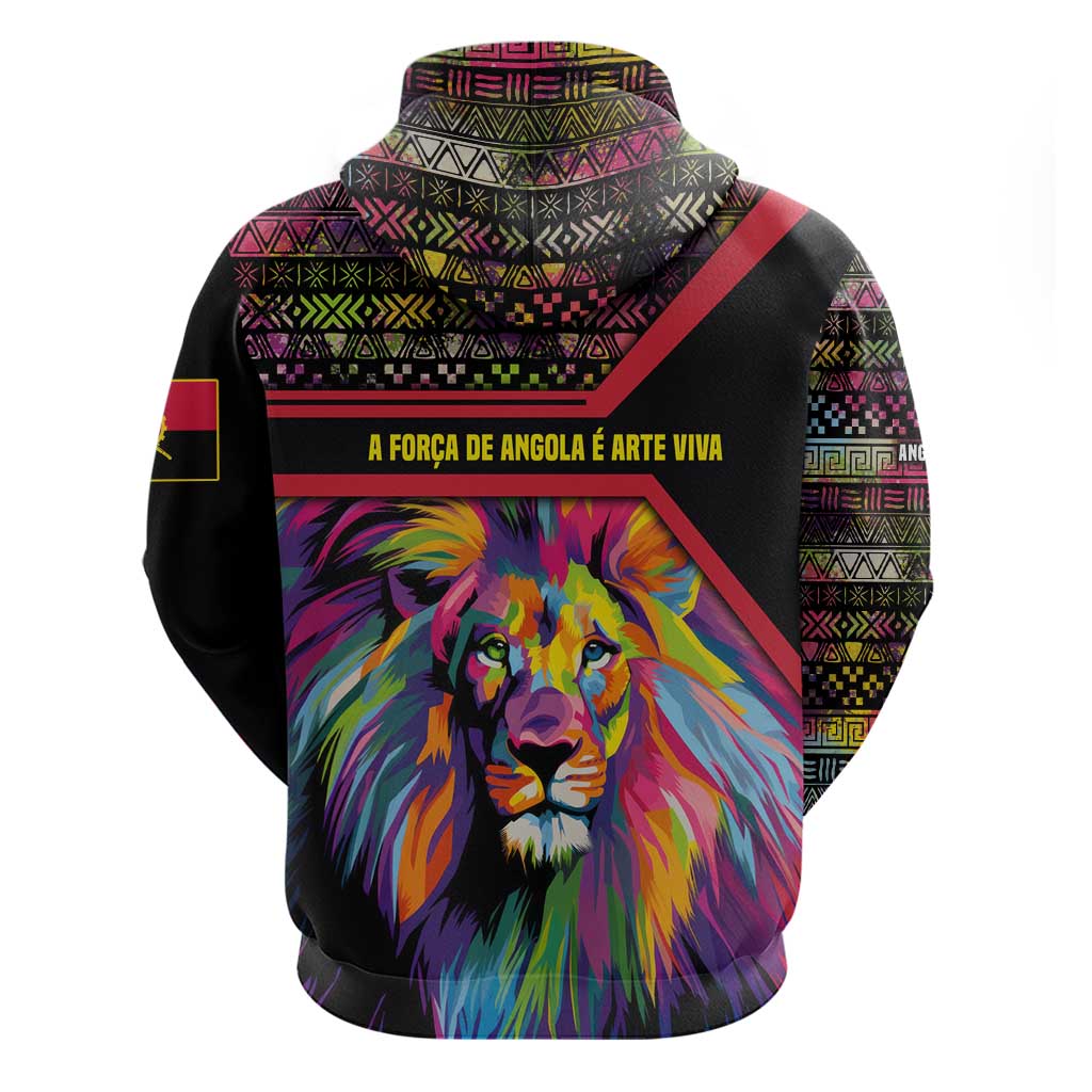Angola Hoodie with Multicolor Tribal Design and Vibrant Lion TS04