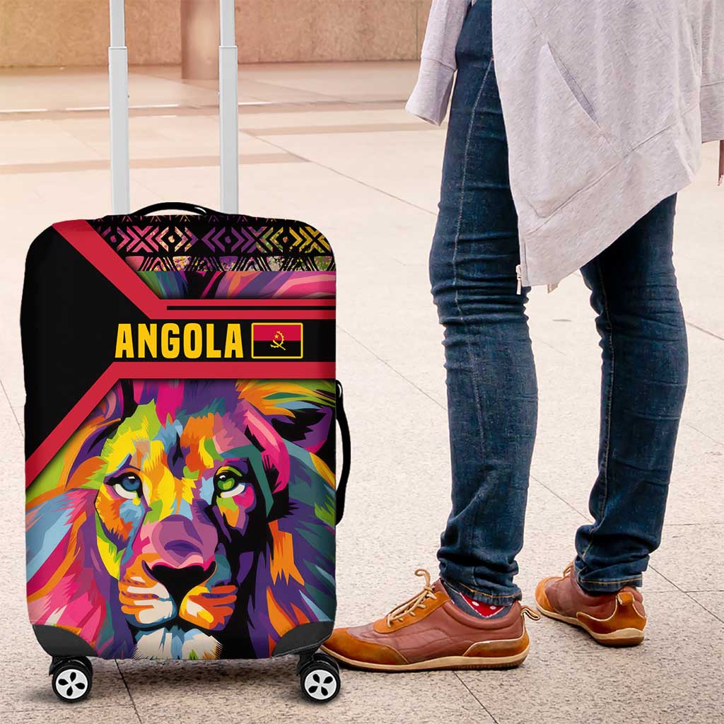 Angola Luggage Cover with Multicolor Tribal Design and Vibrant Lion TS04