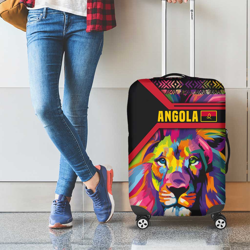 Angola Luggage Cover with Multicolor Tribal Design and Vibrant Lion TS04