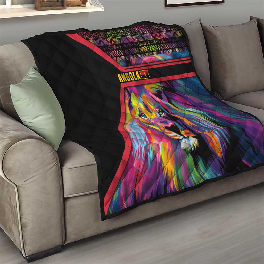Angola Quilt Multicolor Tribal Design and Vibrant Lion TS04