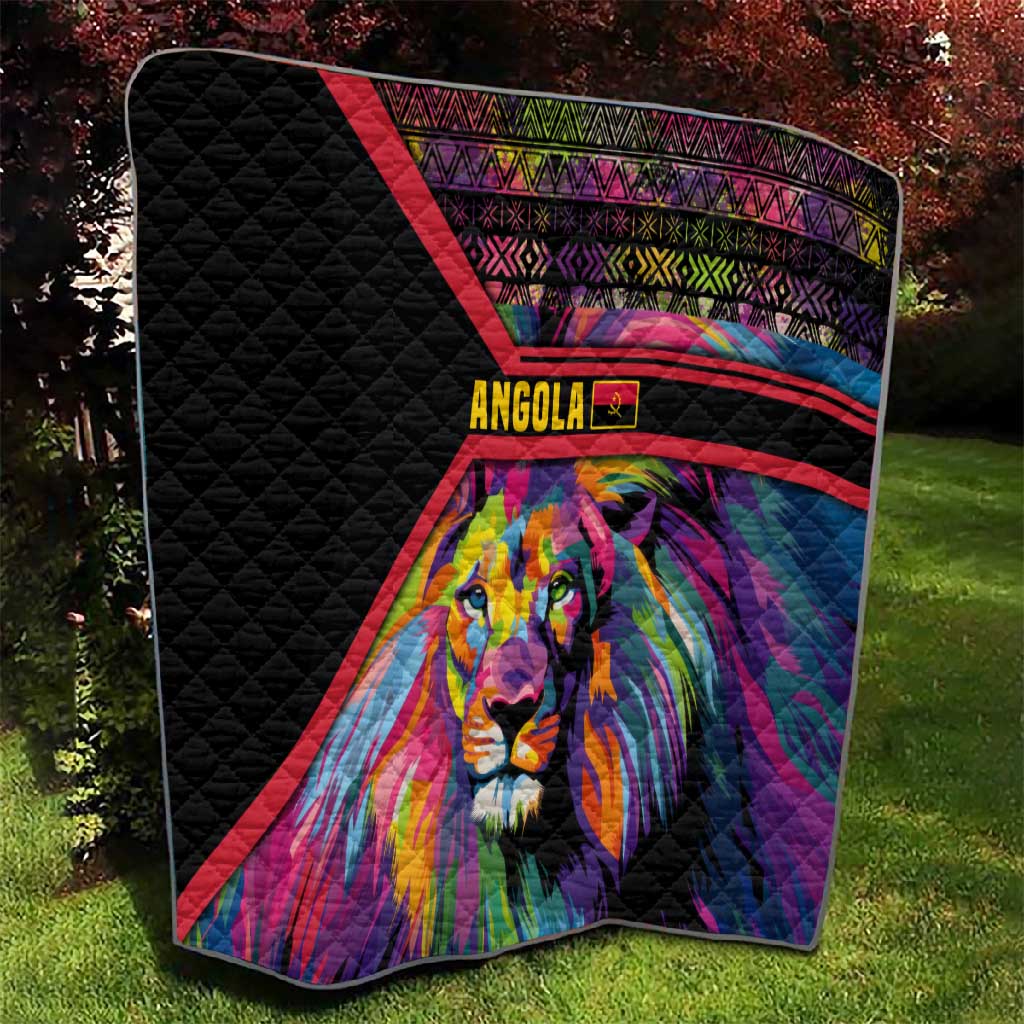 Angola Quilt Multicolor Tribal Design and Vibrant Lion TS04