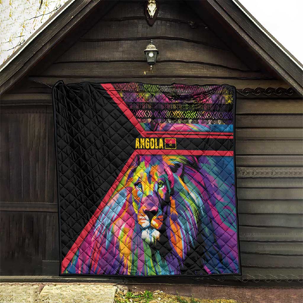 Angola Quilt Multicolor Tribal Design and Vibrant Lion TS04
