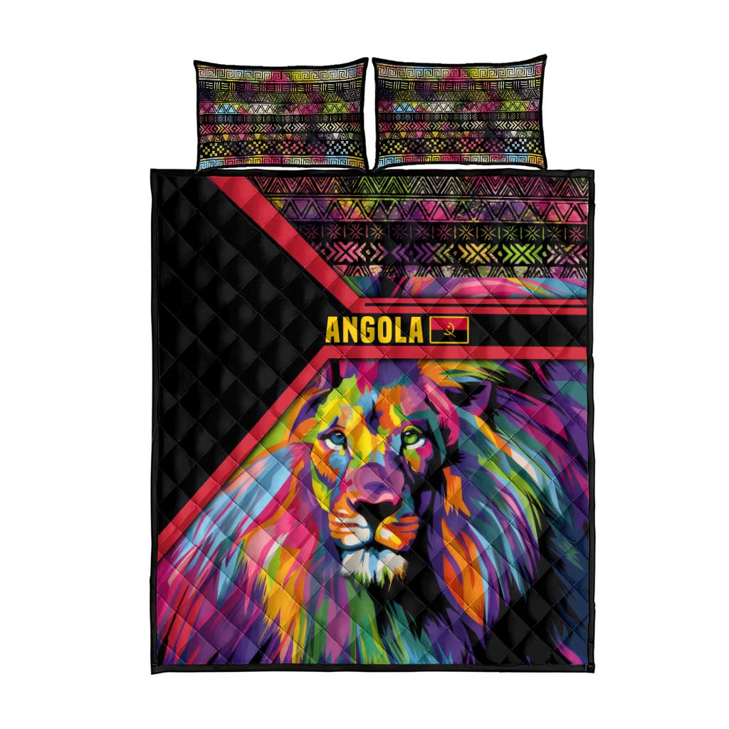 Angola Quilt Bed Set Multicolor Tribal Design and Vibrant Lion TS04