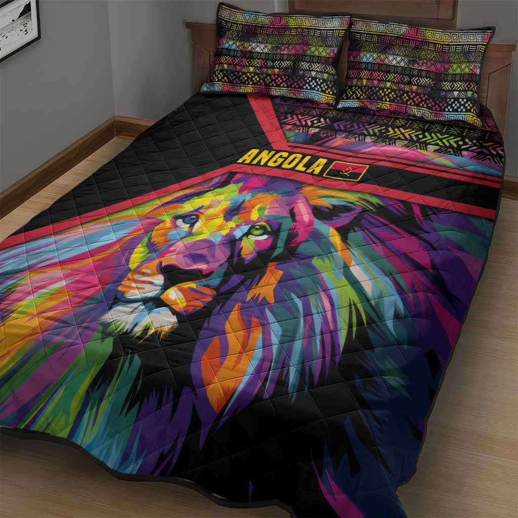 Angola Quilt Bed Set Multicolor Tribal Design and Vibrant Lion TS04