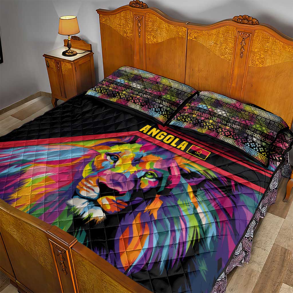 Angola Quilt Bed Set Multicolor Tribal Design and Vibrant Lion TS04