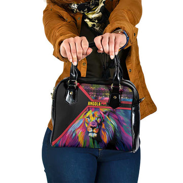 Angola Shoulder Handbag with Multicolor Tribal Design and Vibrant Lion TS04
