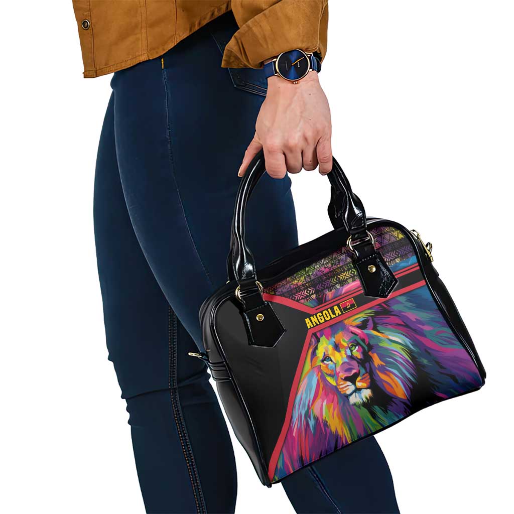 Angola Shoulder Handbag with Multicolor Tribal Design and Vibrant Lion TS04