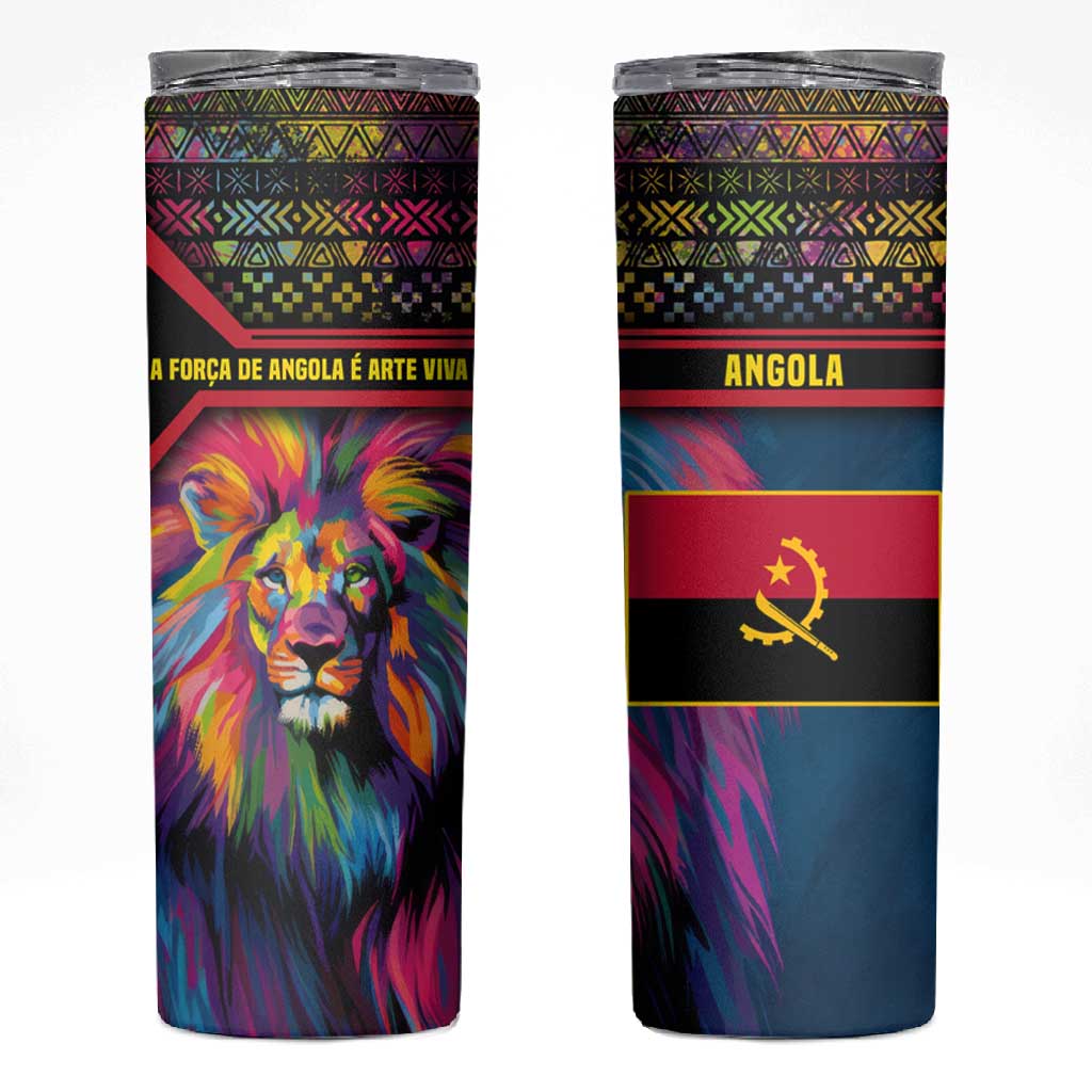 Angola Skinny Tumbler Multicolor Tribal Design and Vibrant Lion TS04